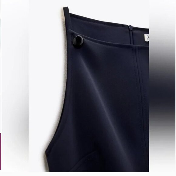 Zara SHORT DRESS WITH BUTTONS. Navy Blue. Size L. New with Tags. - Picture 8 of 9